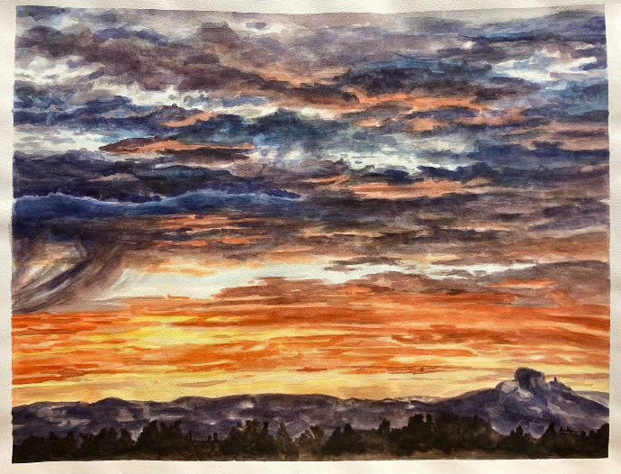 Heart Mountain sunset painting.