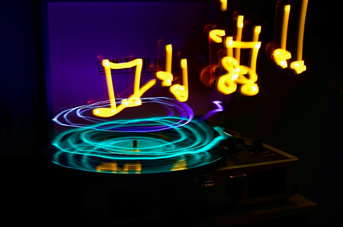Record player light painting.