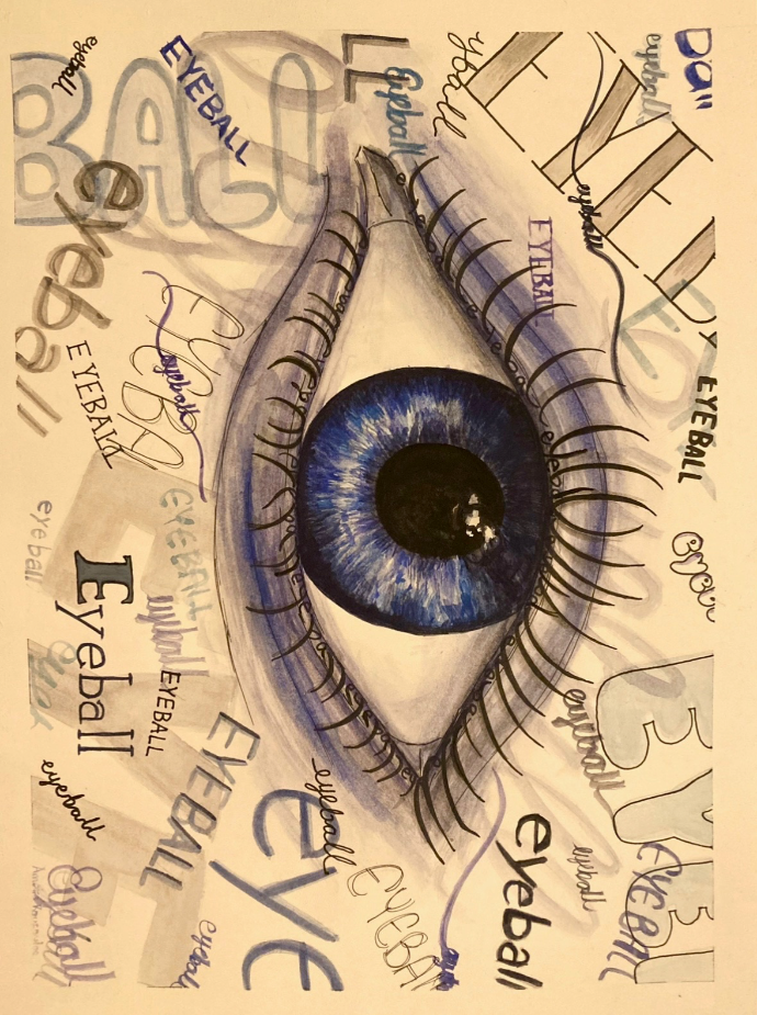 Eyeball and text painting.