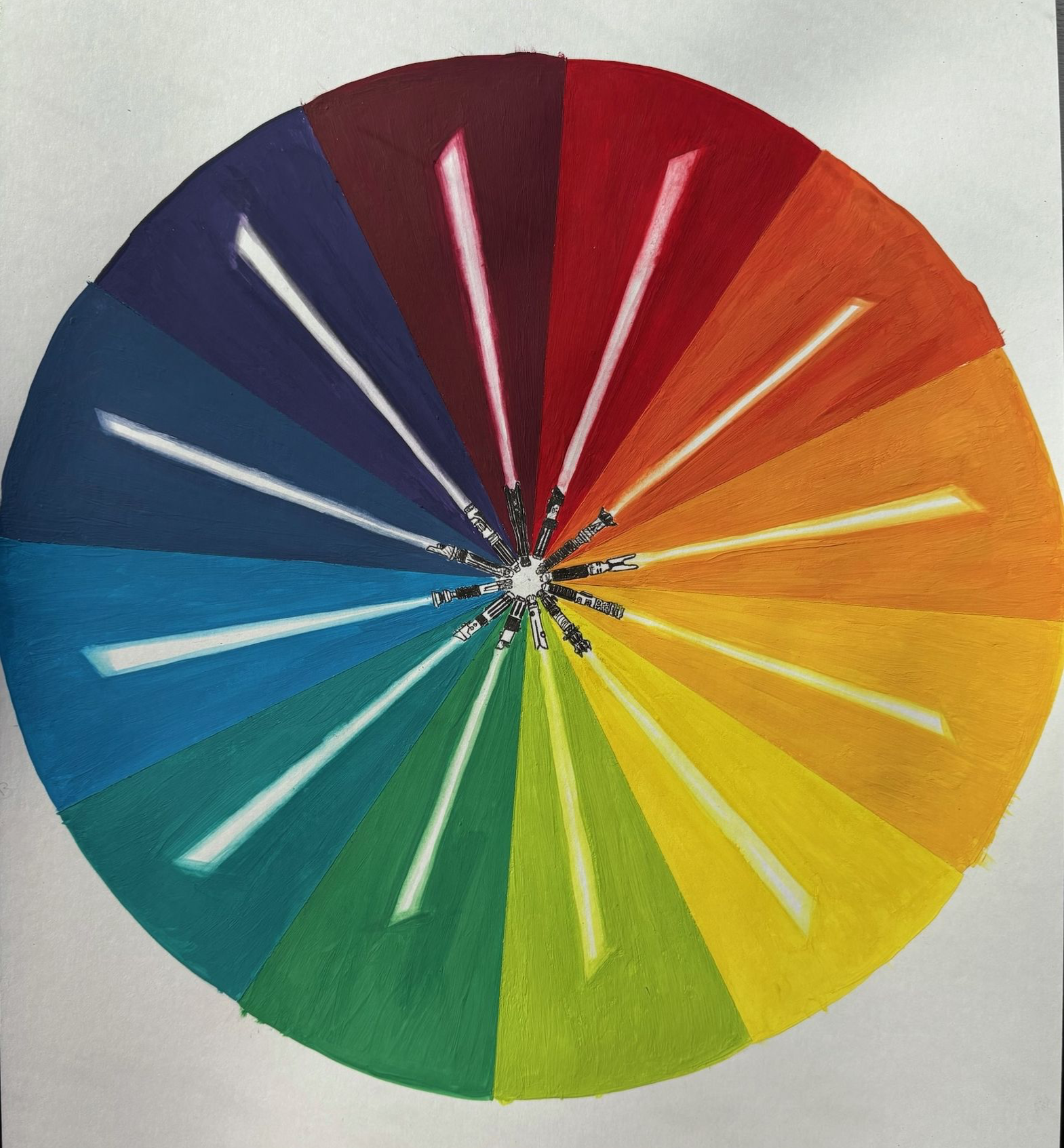 Color wheel of lightsabers painting.